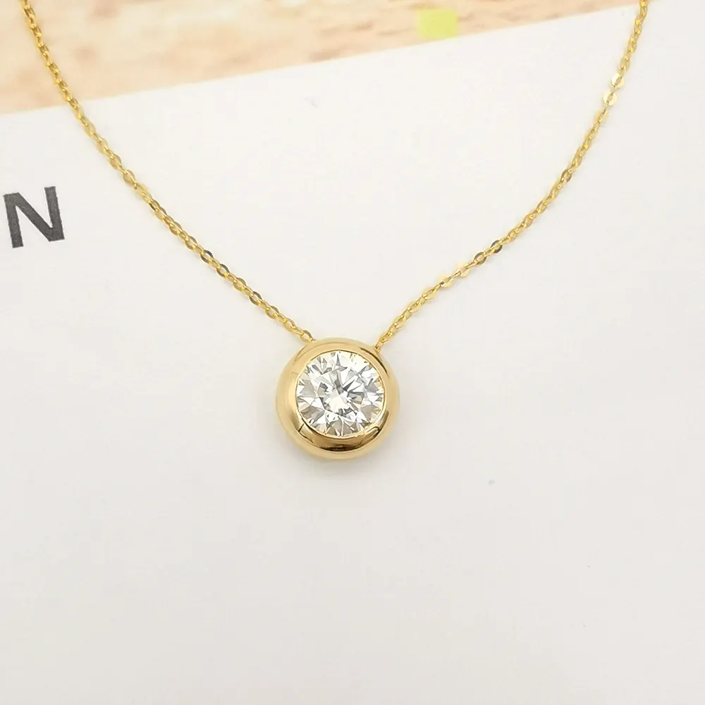 18k Real Gold With Moissanite pendant Necklace Clover Jewelry 18K Yellow Gold Classic Jewelry Necklace Women Wholesale