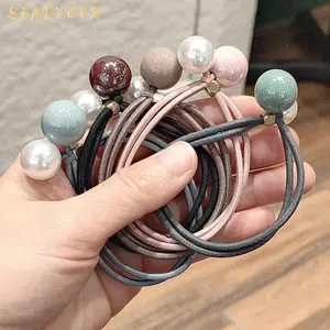 Nouveau style de cravates de cheveux élégantes avec perles élastiques, bandes de cheveux, accessoires fantaisie, bandes de caoutchouc à la mode pour filles