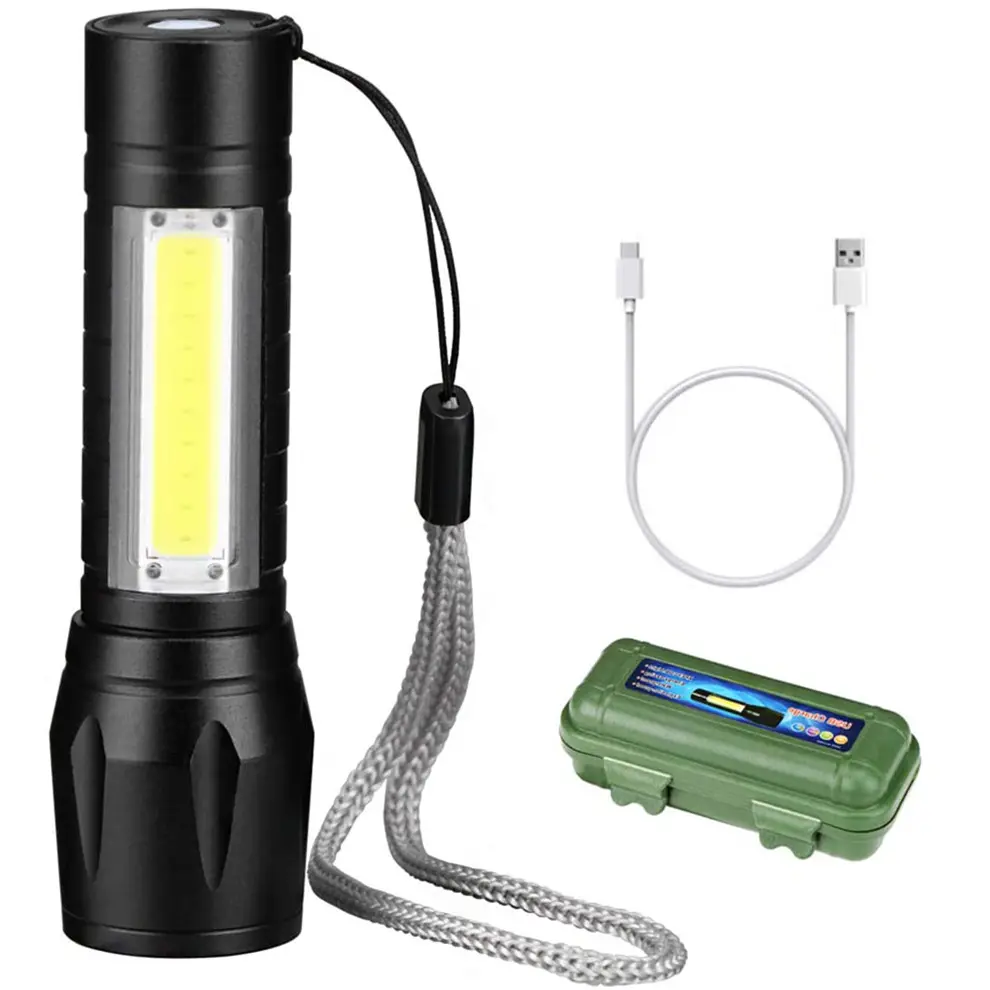 Led Flashlight Rechargeable USB Torch Mini Small Light Super Bright Spotlight Handheld Portable Lamp Camping ZOOM Flashlight 0.1