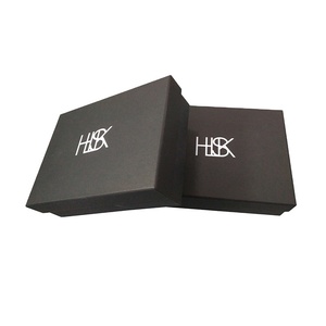 Custom Two pieces matte black rigid cardboard packaging gift box with white logo