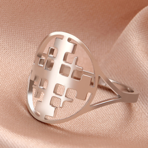 Myshape Bague Croix de Jérusalem Croisé Chevalier Templier Bague Cadeau Chrétien Bijoux Religieux en Acier Inoxydable - Product Image 5