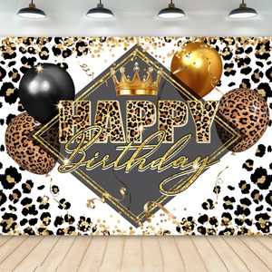 Toile de fond photo <span class=keywords><strong>personnalisable</strong></span> pour <span class=keywords><strong>anniversaire</strong></span>, motif léopard noir et or, pour baby shower, photographie, bannière de fête de mariage - Product Image 3