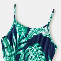 Ensemble chemise et short à manches courtes personnalisé, chemise de plage hawaïenne, ensemble assorti pour la famille, imprimé feuilles de palmier sur toute la surface, robe hawaïenne longue en rayonne