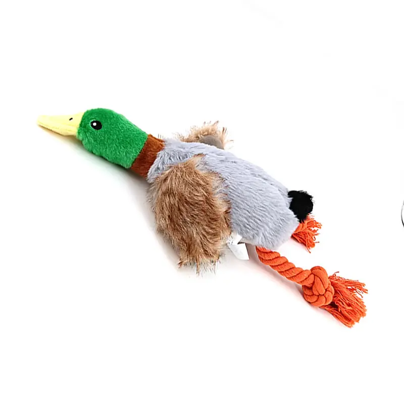 Cute Plush Duck Sound Toy Stuffed Squeaky Animal Squeak Dog Toy Cleaning Tooth Dog Chew Rope Toys