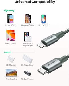 <span class=keywords><strong>C</strong></span>âble de charge <span class=keywords><strong>USB</strong></span> <span class=keywords><strong>C</strong></span> vers iOS UGREEN MFi, certification MFi rapide, <span class=keywords><strong>c</strong></span>âble de données 8 broches vers Type <span class=keywords><strong>C</strong></span> pour <span class=keywords><strong>iPhone</strong></span> 15 14 13 <span class=keywords><strong>12</strong></span> - Product Image 3