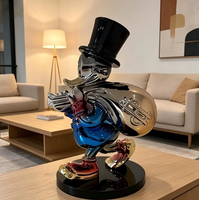Statue de canard en résine artistique peinte à la main de luxe avec sac à monnaie, décoration moderne pour la maison, le bureau et le hall d'hôtel