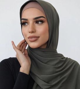 Vente en gros châle en jersey de haute qualité hijabs en jersey uni doux et extensible hijab en jersey musulman écharpes pour femmes tudung - Product Image 1