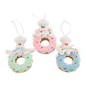 Handmade Polymer Clay <b>Mini</b> PVC <b>Christmas</b> Snowman Doughnut Bread Pendant Creative Design Hanging Decor for <b>Christmas</b> <b>Tree</b> Factory - Product Image 2