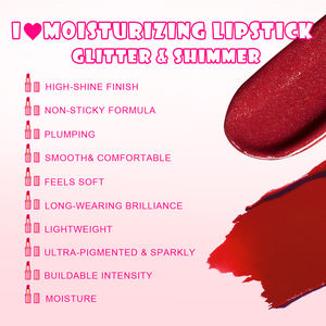 OCHAIN Personnalisé Votre Logo Maquillage éclaircissant Vegan Vente en gros Rouge à lèvres pailleté solide longue durée Marque privée - Product Image 3