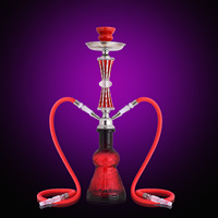 Personnalisation de chicha arabe en verre de haute qualité en stock chicha moyenne à double tuyau