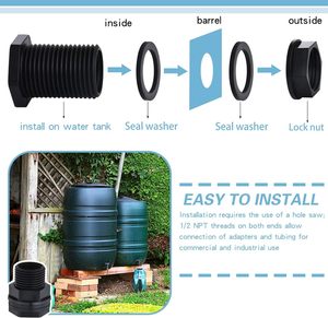 Voor Regenvat Aquaria 3/4ght Schotkopfittingen Dubbele Schroefdraad Schottankconnectoren - Product Image 2