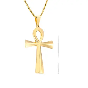 Chunky Gold Ägyptischer Pharao König Tut Anhänger Afrika Karte Pyramide-Halsband Edelstahl Nefertiti Anhänger Ankh Kreuz-Halsband