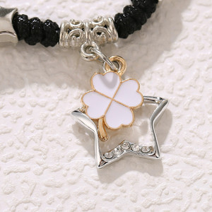 [Gorgeousxx] Lindo Pingente de Coração e Estrela com Tema de Gato, Pulseiras de Fio Encerado Preto e Branco, Presentes de Joias para Melhores Amigas - Product Image 5