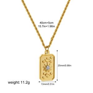 18K Goud Roestvrij Staal Geometrische Vierkante <span class=keywords><strong>Tarot</strong></span> Zon Maan Acht Mans Star Diamond Zirkoon - Product Image 6