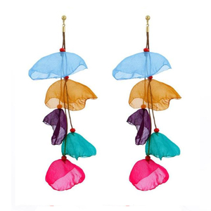 Mode lumière dentelle Rose fleur boucles <span class=keywords><strong>d</strong></span>'oreilles fil tissu Floral <span class=keywords><strong>longue</strong></span> couche gland boucles <span class=keywords><strong>d</strong></span>'oreilles plage Costume boucles <span class=keywords><strong>d</strong></span>'oreilles pour les femmes - Product Image 2