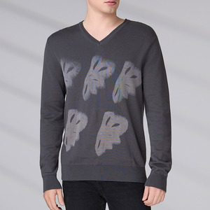 Custom LOGO OEM Pattern V Neck Knit Top Long Sleeve Knitwear Casual <b>Pullover</b> <b>Jumpers</b> Winter Knitted Jerseys Sweater Men - Product Image 1