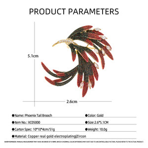 Broche de Pluma de Fénix con Cristal CZ Marquise, Esmalte Degradado, Aleación de Latón Chapado en Oro de Alta Calidad, Personalizado de Fábrica al por Mayor - Product Image 3