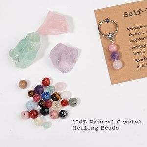 Porte-clés personnalisé fait main en pierres précieuses naturelles, agate, améthyste, œil de tigre, cristal de guérison, bijou d'amitié, cadeau - Product Image 2