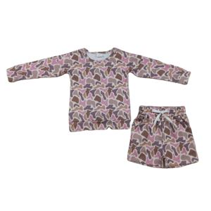 GLS0091 RTS Little Active Girl Ensemble à manches courtes imprimé camouflage marron pour enfants, vente en gros, fille, enfant - Product Image 1