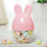 Vente chaude De Pâques Bonbons Bocal Boîte D'emballage Alimentaire Dessin Animé Mickey Tête Transparent En Plastique Bonbons Boîte Heureux Bonbons Boîte