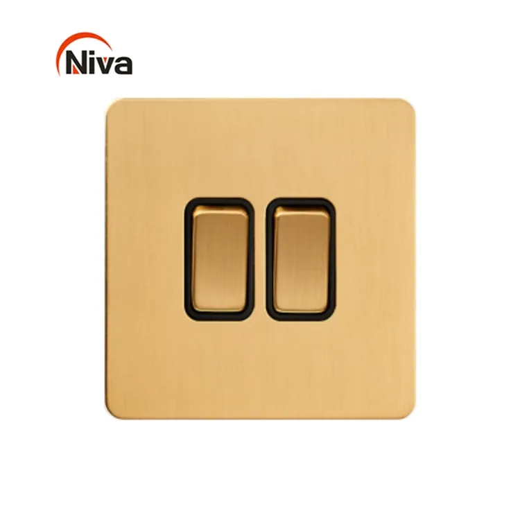 Retro stainless steel Wall Switch luxury vintage High Quality custom 2 Gang 2 Way Electrical Light Switches And Sockets