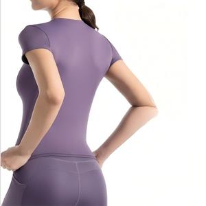 Camisetas de Yoga sin Costuras para Mujer, Corte Regular, Transpirables, Sensación Suave, Manga Corta, Tallas Grandes, Top Deportivo de Secado Rápido para Pilates - Product Image 2