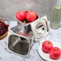 Kommerzielle Edelstahl-Buffet-Speisebehälter mit Deckel GN Gastronorm Servierbehälter Lebensmittelaufbewahrung für Restaurants
