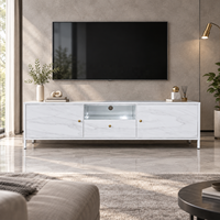 Meuble TV moderne avec rangement, console multimédia de luxe, design en acier, centre de divertissement domestique personnalisé pour salon