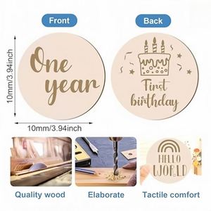 Custom Factory Laser Engraved Wooden Baby <b>Milestone</b> <b>Cards</b> Monthly <b>Milestone</b> Commemorate Gifts - Product Image 3