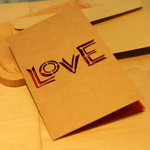 Wholesale Vintage Cards For Valentine's Day Customized Kraft Paper Laser Cut Invitation Confession Card Retro Greeting Cards