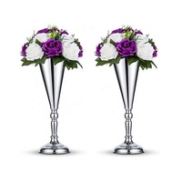 Vase en métal trompette pour centre de table de mariage moderne, support de fleurs doré en gros pour décoration de fête