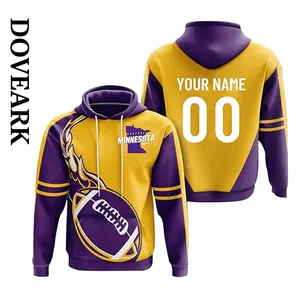 DOVEARK OEM/ODM Customize USA Size Nfl Football Teams Minnesota City Color Sport Wear Top Clothing Pullover Hooded Sweatshirt