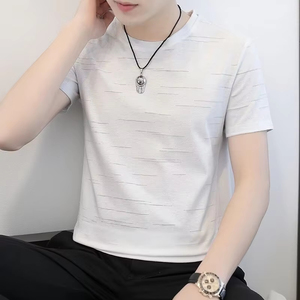 เสื้อยืดลำลองผู้ชายคุณภาพสูง สวมใส่สบาย ไซส์ใหญ่ ลายเรขาคณิต คอกลม แขนสั้น ผ้าฝ้าย 100% สำหรับฤดูร้อน - Product Image 1