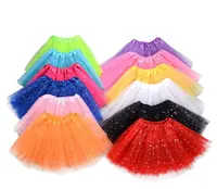 Pabrik Grosir Rok Tutu Payet Anak-anak Tule Gaun Balet 3 Lapis Warna Polos Putri untuk Rok Tutu Anak Perempuan