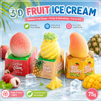 Glace 3D aux fruits virale en gros, saveurs mangue banane personnalisables, emballage en boîte de sucre