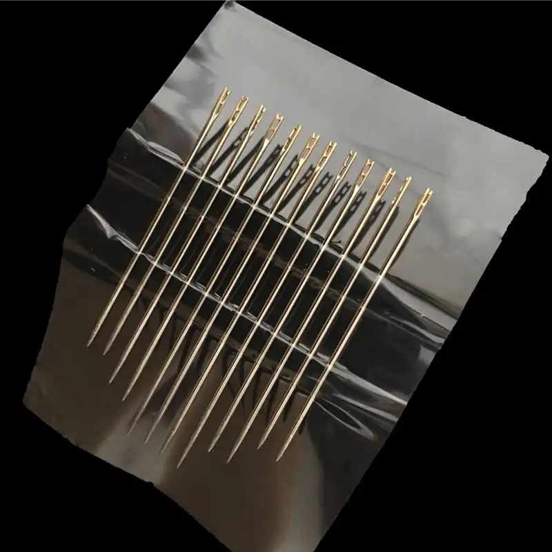 12本のセルフスレッディングミシン針ステンレス鋼クイック自動スレッディング針ステッチピンDIYパンチニードルスレッダー
