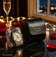 Kotak Jam Tangan Kulit Mewah Buatan Tangan yang Dapat Disesuaikan dengan Logo Monogram Ukiran Laser, Kotak Gulung untuk Perjalanan, Hadiah Pernikahan dan Hari Valentine