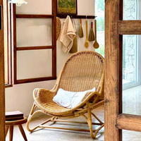Fauteuil simple en rotin naturel de style Wabi-Sabi rétro, inspiré du milieu du siècle, pour salon et balcon, mobilier de maison