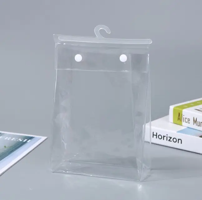 Maßge schneiderte umwelt freundliche Kunststoff-PVC-Reiß verschluss tasche mit Haken