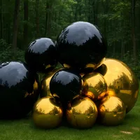 Boule miroir gonflable géante noire réutilisable, sphère disco brillante pour la décoration de mariage, ballons décoratifs 1,3 pi-6,5 pi
