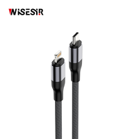 Câble de données WISESIR Type C vers USB 3.0 PD Chargeur rapide 3A Double Port pour Ordinateur et Écouteurs en Alliage d'Aluminium Garantie 1 An
