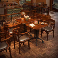 Chaise en bois courbé classique et ensemble de table en bois massif, meubles commerciaux pour café, restaurant, bistro