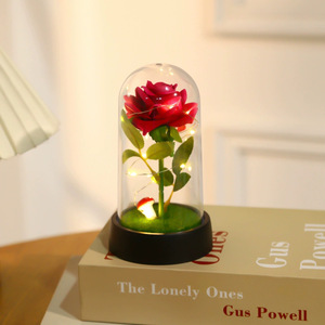 Ornement en verre en forme d'ange fait à la main, roses séchées, plantes préservées à LED, <span class=keywords><strong>fleur</strong></span> éternelle, Saint-Valentin, fête des mères, écologique - Product Image 1