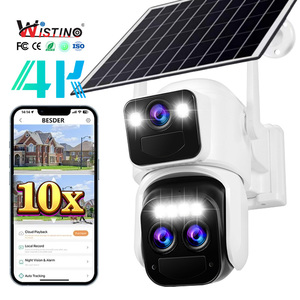 Wistino 4K luar ruangan lensa ganda 4G kamera keamanan 10X Zoom AI deteksi gerak manusia suara dan cahaya Alarm Okam kamera surya - Product Image 1