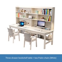 Bureau d'étude moderne en bois massif avec étagères doubles/triples, écologique et multifonctionnel, pour étudiants, bureau à domicile simple, ordinateur
