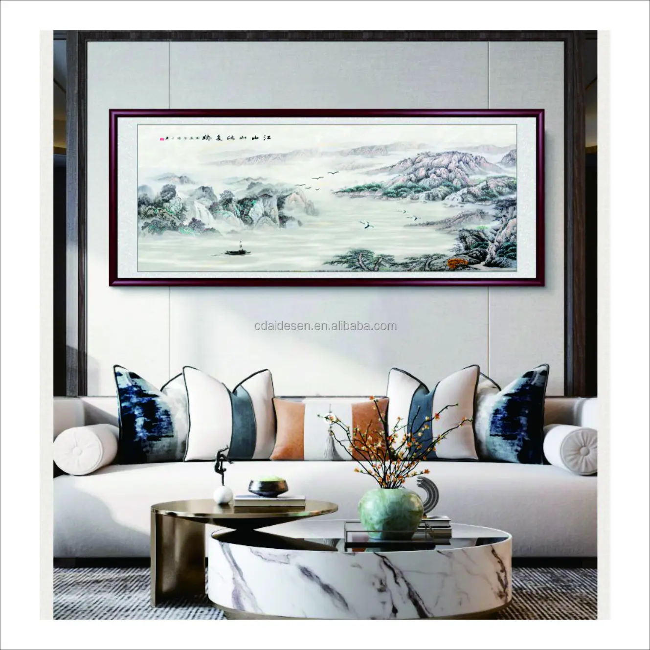 5 Promotional Top Quality Hand Room Decoration Mountain River New Chinese style Oil Painting Drawing in the living room