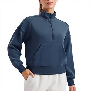 Sudadera con capucha para mujer OEM, 100% algodón, corte holgado, peso pesado, transpirable, forrada, para invierno, con cuello alto y estampado en relieve - Product Image 3