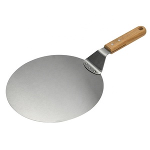 Spatule à pizza en acier inoxydable avec manche en bois, 10/12 pouces, outils pour la pâtisserie, outil de transfert pour pizza - Product Image 2