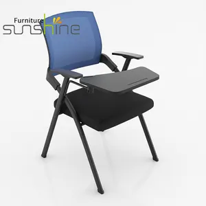 Modern büro sandalyeleri ergonomik arkalığı örgü dört tekerlekli mobil plastik katlanır eğitim sandalye