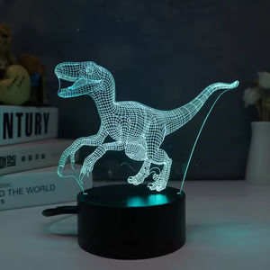 Lámpara de Anime Personalizada, Regalo de Navidad, Control Remoto Creativo, Acrílico, USB, LED RGB 3D, Serie de Dinosaurios, Lámpara Nocturna para Dormitorio - Product Image 3